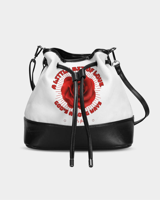 A Little Bit of Love Goes A Long Ways Mini Drawstring Bucket Bag